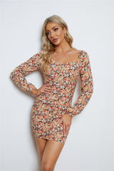 Paige Ruched Floral Hip Long Sleeve Dress