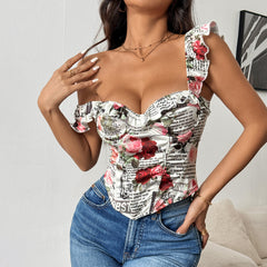 See-Through Wooden Ear Lace-Up Corset Top