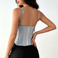 Contrast Color Boning Corset Top