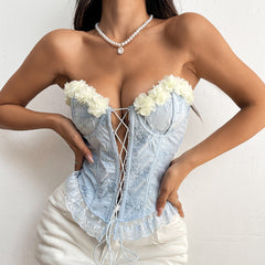 Britt Handmade Floral Lace-Up Corset Top