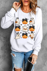 Sudadera de manga larga y cuello redondo con calabaza y fantasma