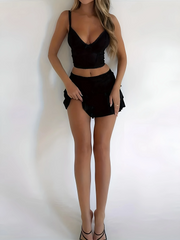 Kamala Crop Strap Top & Mid-Rise A-Line Mini Skirt Set