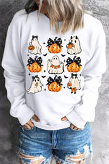 Sudadera de manga larga y cuello redondo con calabaza y fantasma