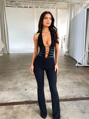 Adalyn Sexy Lash Rope Lace Up Slim Jumpsuit