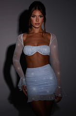 Amaranta Strapless Full Sleeve Crop Top & Mini Skirt Set