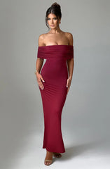 Asha Off Shoulder Backless Pleated Solid Color Maxi Dress