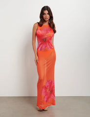 Athena Mesh Print Bodycon Maxi Dress