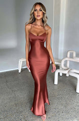 Carla Sexy Strap Satin Maxi Dress