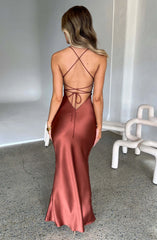 Carla Sexy Strap Satin Maxi Dress