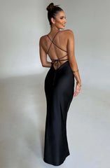 Carla Sexy Strap Satin Maxi Dress