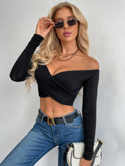 Calynda Crisscross Long Sleeve Cropped Top