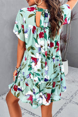 Arlet Printed Tiered Round Neck Mini Dress