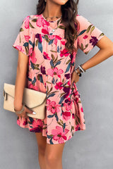 Arlet Printed Tiered Round Neck Mini Dress