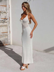 Elissa Halter V Neck Backless Vacation Maxi Dress