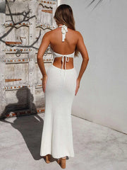 Elissa Halter V Neck Backless Vacation Maxi Dress