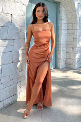 Emelina Summer Sexy Pleated Slit Maxi Dress