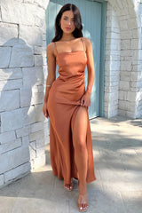 Emelina Summer Sexy Pleated Slit Maxi Dress