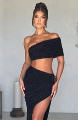 Enya One-Handed Sleeve Crop Top & Maxi Skirt Set