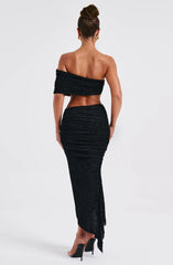 Enya One-Handed Sleeve Crop Top & Maxi Skirt Set