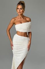 Enya One-Handed Sleeve Crop Top & Maxi Skirt Set