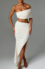 Enya One-Handed Sleeve Crop Top & Maxi Skirt Set