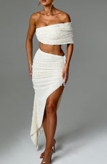 Enya One-Handed Sleeve Crop Top & Maxi Skirt Set