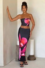 Jasmina Floral Print Crop Top and Elastic Waist Maxi Skirt Set