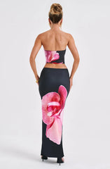 Jasmina Floral Print Crop Top and Elastic Waist Maxi Skirt Set