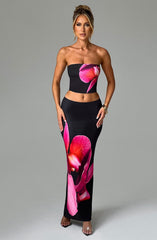 Jasmina Floral Print Crop Top and Elastic Waist Maxi Skirt Set