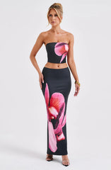 Jasmina Floral Print Crop Top and Elastic Waist Maxi Skirt Set