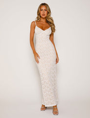 Lace Lullaby V-Neck Summer Nights Maxi Dress