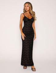 Lace Lullaby V-Neck Summer Nights Maxi Dress