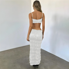 Leucadia Sexy Strapless Crop Top And Maxi Skirt Set