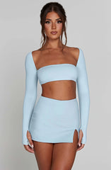 Lora Full Sleeve Crop Top & Mini Skirt Matching Set