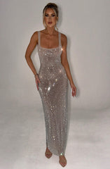 Martha Sexy Sequined Hollow Out Maxi Dress