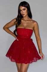 Medeia Mesh Strapless Sparkle Sexy Mini Dress