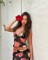 Molina Floral Mesh Sheer Top & Maxi Skirt Set