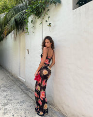 Molina Floral Mesh Sheer Top & Maxi Skirt Set