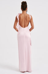 Natalie Sleeveless Backless Satin Maxi Dress