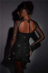 Nova Sexy Backless Mesh Long Sleeve Hip Dress