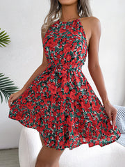 Logan Casual Tied Lotus Leaf Floral Dress