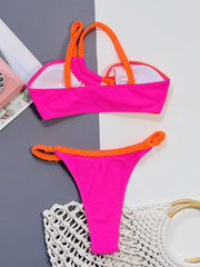 Seperated Swimwear Tube Top Contrast Color Bikini