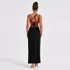 Tatyana Backless Shoulder High Slit Maxi Dress