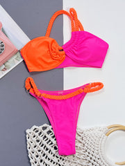 Seperated Swimwear Tube Top Contrast Color Bikini