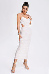 Pearl Beading Sequin Bodycon Maxi Dress