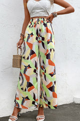 Laurinda Printed Smocked Waist Wide Leg Pants