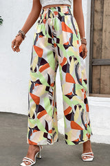 Laurinda Printed Smocked Waist Wide Leg Pants