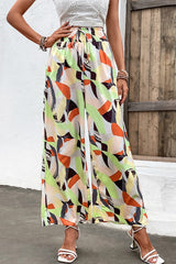 Laurinda Printed Smocked Waist Wide Leg Pants