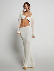 Ezma Hollow Out Crop Top & Maxi Skirt Set