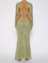 Ezma Hollow Out Crop Top & Maxi Skirt Set